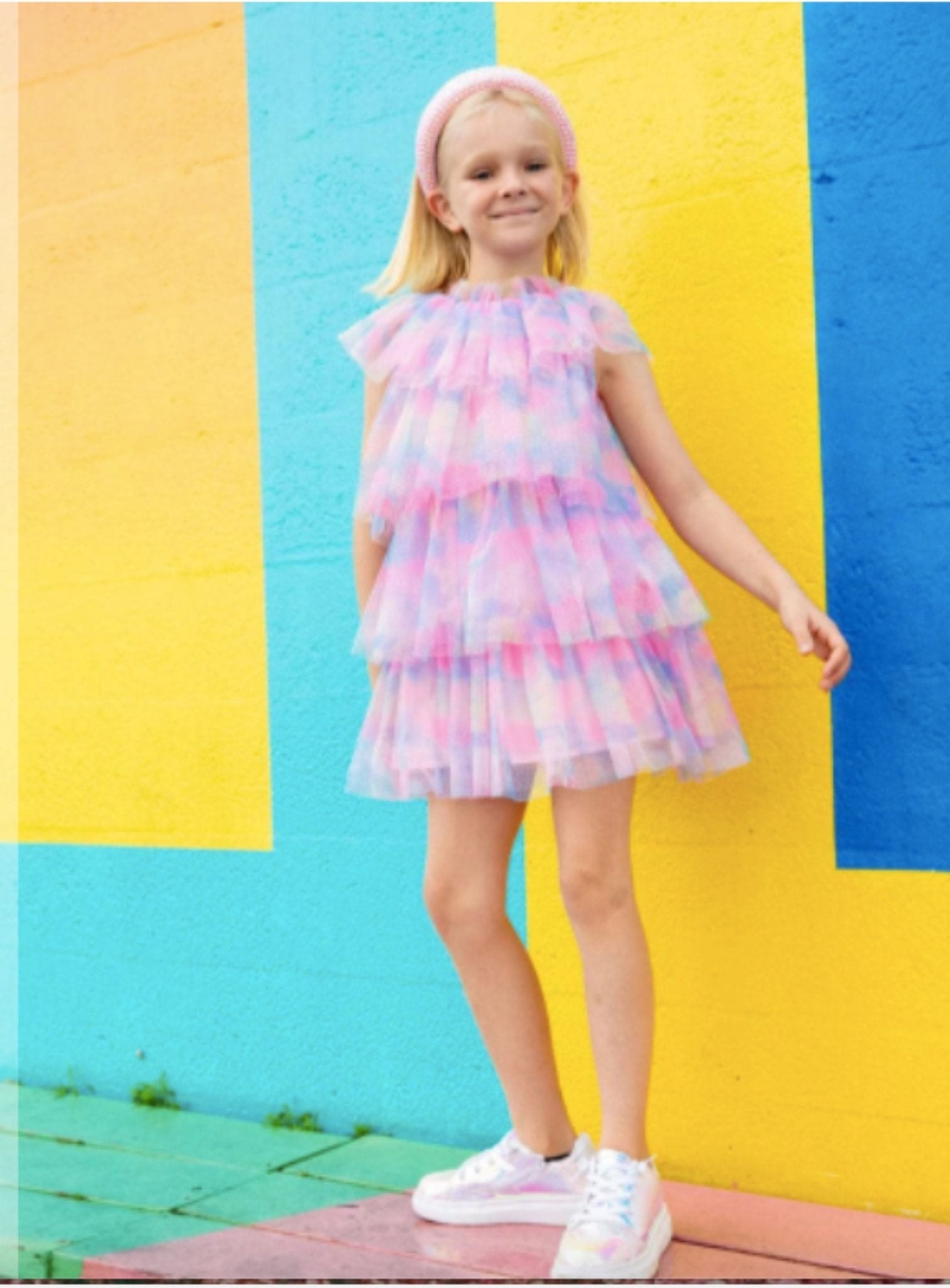 Lola and The Boys Girls Water Color Tulle Dress | HONEYPIEKIDS Lola and The Boys Girls Water Color Tulle Dress | HONEYPIEKIDS