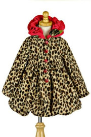 Mack & Co Leopard Fleece Pouf Coat | HONEYPIEKIDS 