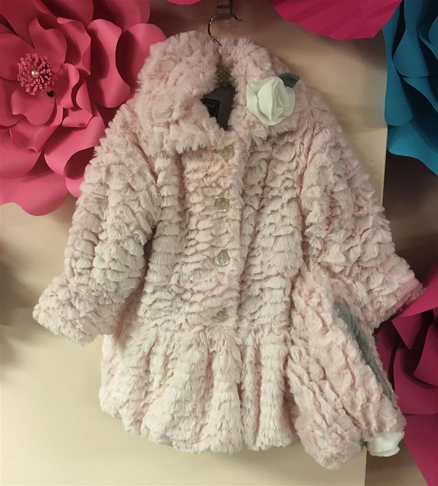 Mack & Co Light Pink Faux Fur Coat | HONEYPIEKIDS 