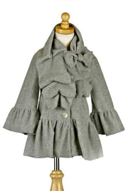Mack & Co Mozart Fleece Ruffle Coat in Heather Grey | HONEYPIEKIDS 