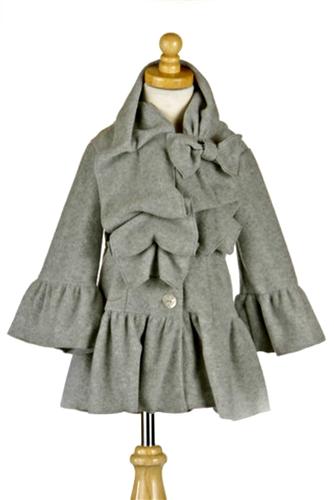 Mack & Co Mozart Fleece Ruffle Coat in Heather Grey | HONEYPIEKIDS 