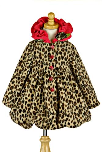 Mack & Co Leopard Fleece Pouf Coat | HONEYPIEKIDS | Kids Boutique Clothing