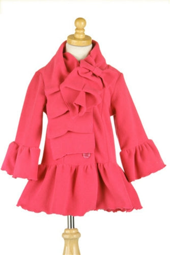 Mack & Co Mozart Fleece Ruffle Coat in Hot Pink | HONEYPIEKIDS | Kids Boutique Clothing