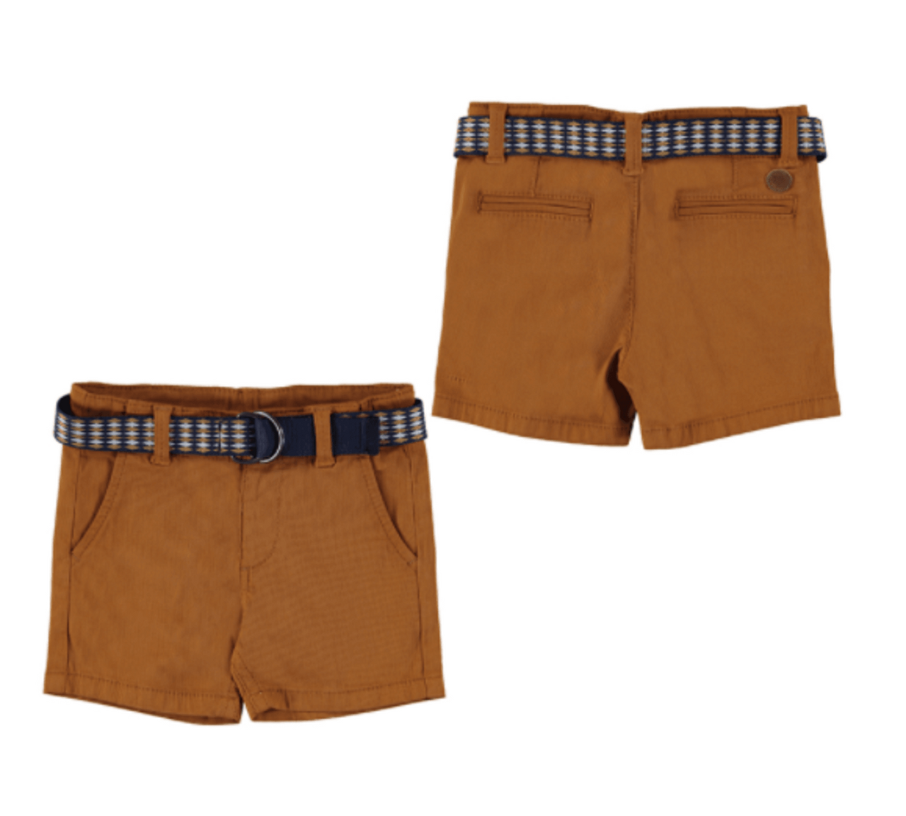 Mayoral Baby and Toddler Boy Biscuit Color Pique shorts With Belt | HONEYPIEKIDS 