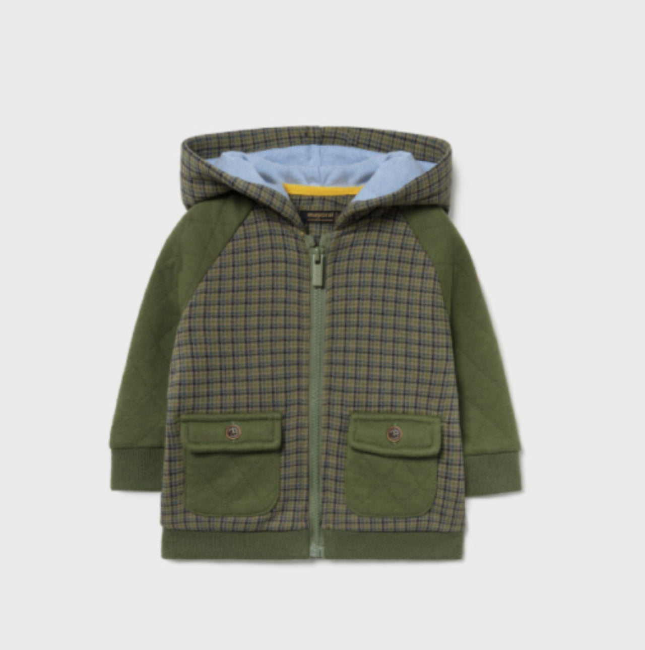 Mayoral Baby and Toddler Boy Green Plaid Zip Up Hoodie & Jogger Set | HONEYPIEKIDS 