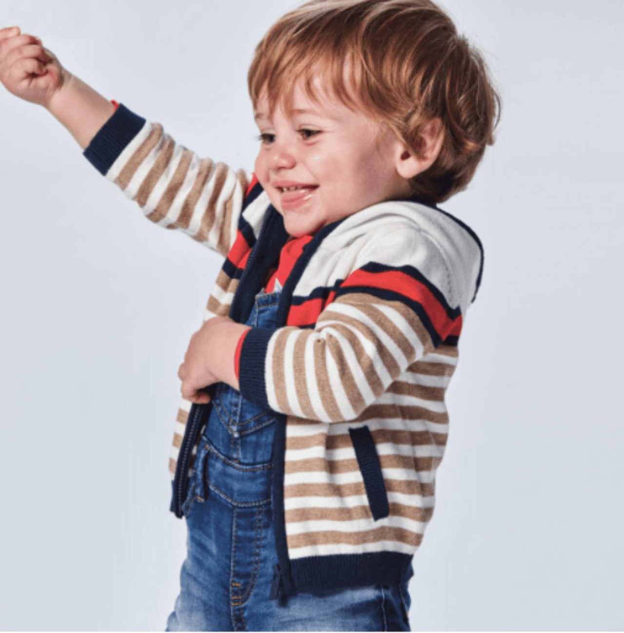 Mayoral Baby and Toddler Boy Woven Knit Striped Zip Up Sweater | HONEYPIEKIDS 