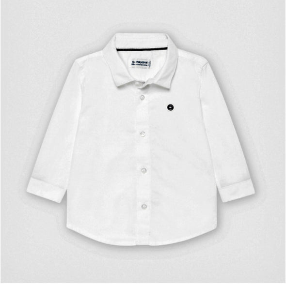 Mayoral Baby and Toddler Boys Long Sleeve White Oxford Shirt | HONEYPIEKIDS | Kids Boutique Clothing