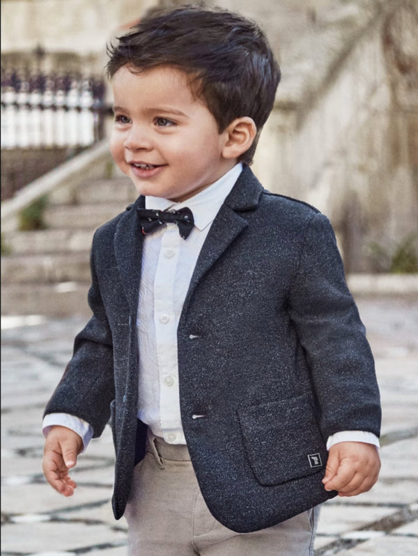 Mayoral Baby and Toddler Boy Navy Jacquard Blazer HONEYPIEKIDS - Main Image