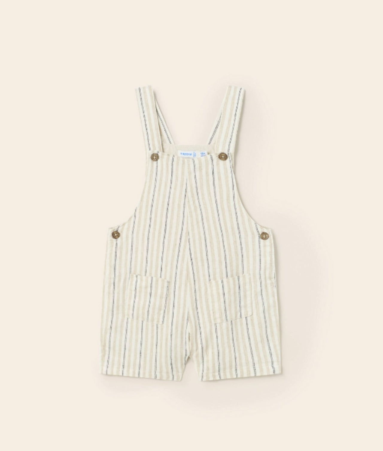 Mayoral Baby & Toddler Boys Oat Striped Linen Shorts Overalls | HONEYPIEKIDS 