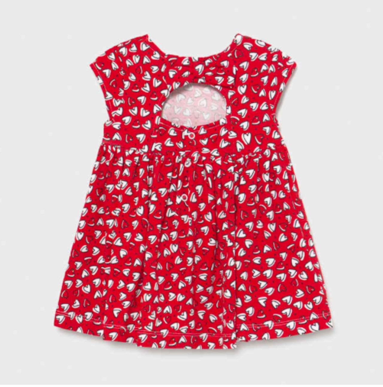 Mayoral Baby and Toddler Girls Ecofriends Red Hearts Printed Dress | HONEYPIEKIDS 