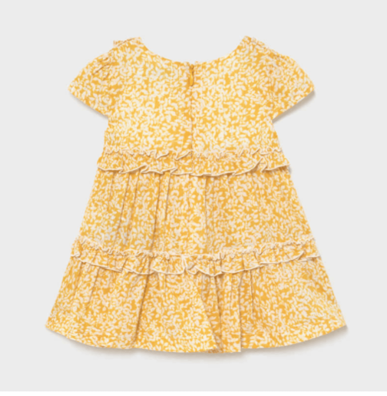 Mayoral Baby and Toddler Girls Mustard Voile Printed Dress | HONEYPIEKIDS 
