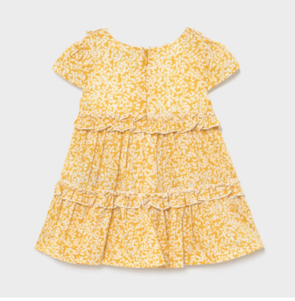 Mayoral Baby and Toddler Girls Mustard Voile Printed Dress | HONEYPIEKIDS | Kids Boutique Clothing
