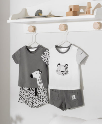 Mayoral Baby Boys EcoFriends Grey Animals 4 Piece Shorts Set | HONEYPIEKIDS | Kids Boutique Clothing