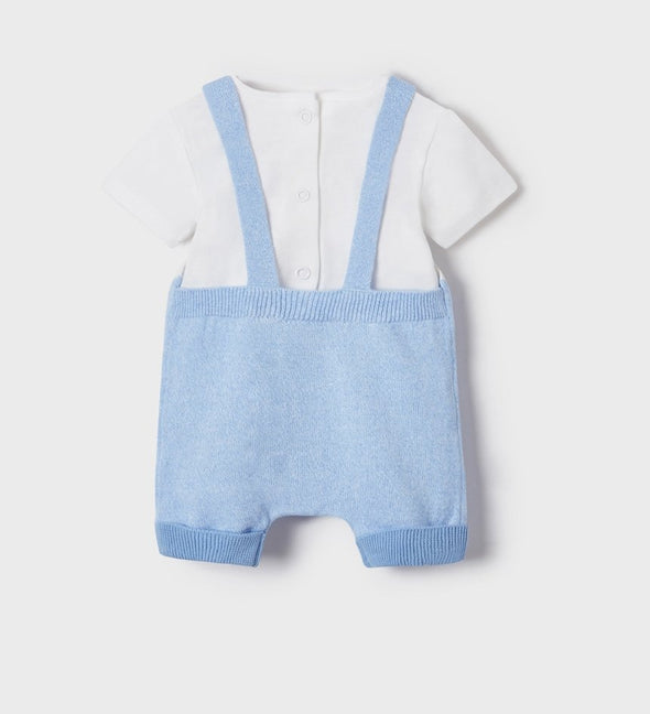 Mayoral Baby Boys ECOFRIENDS Organic Blue Knit Overalls & Shirt Set | HONEYPIEKIDS | Kids Boutique Clothing