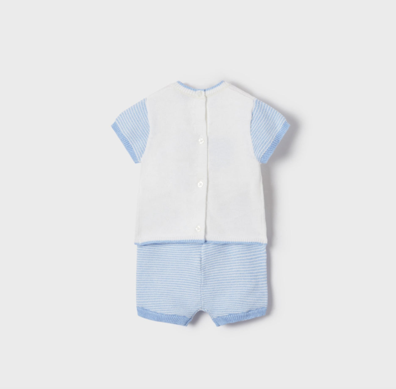 Mayoral Baby Boys EcoFriends S/S Dream Blue Knit Top and Shorts Set | HONEYPIEKIDS 