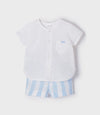 Mayoral Baby Boys White Button Up Dress Shirt & Striped Shorts Set | HONEYPIEKIDS | Kids Boutique Clothing