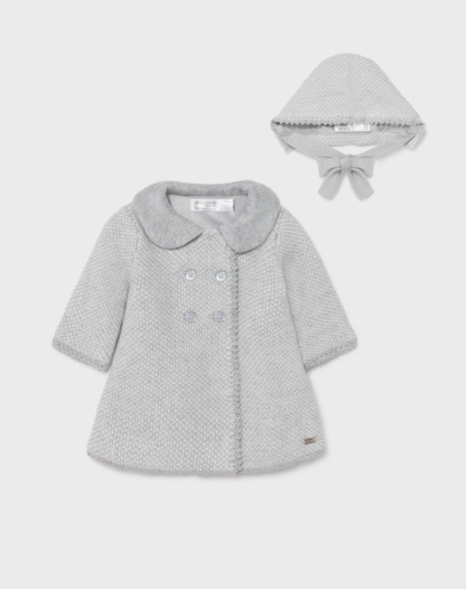 Mayoral Newborn Girl Knit Coat with Hood