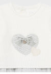 Mayoral Baby Girl Knit and Tulle Grey and Cream Heart Dress | HONEYPIEKIDS | Kids Boutique Clothing