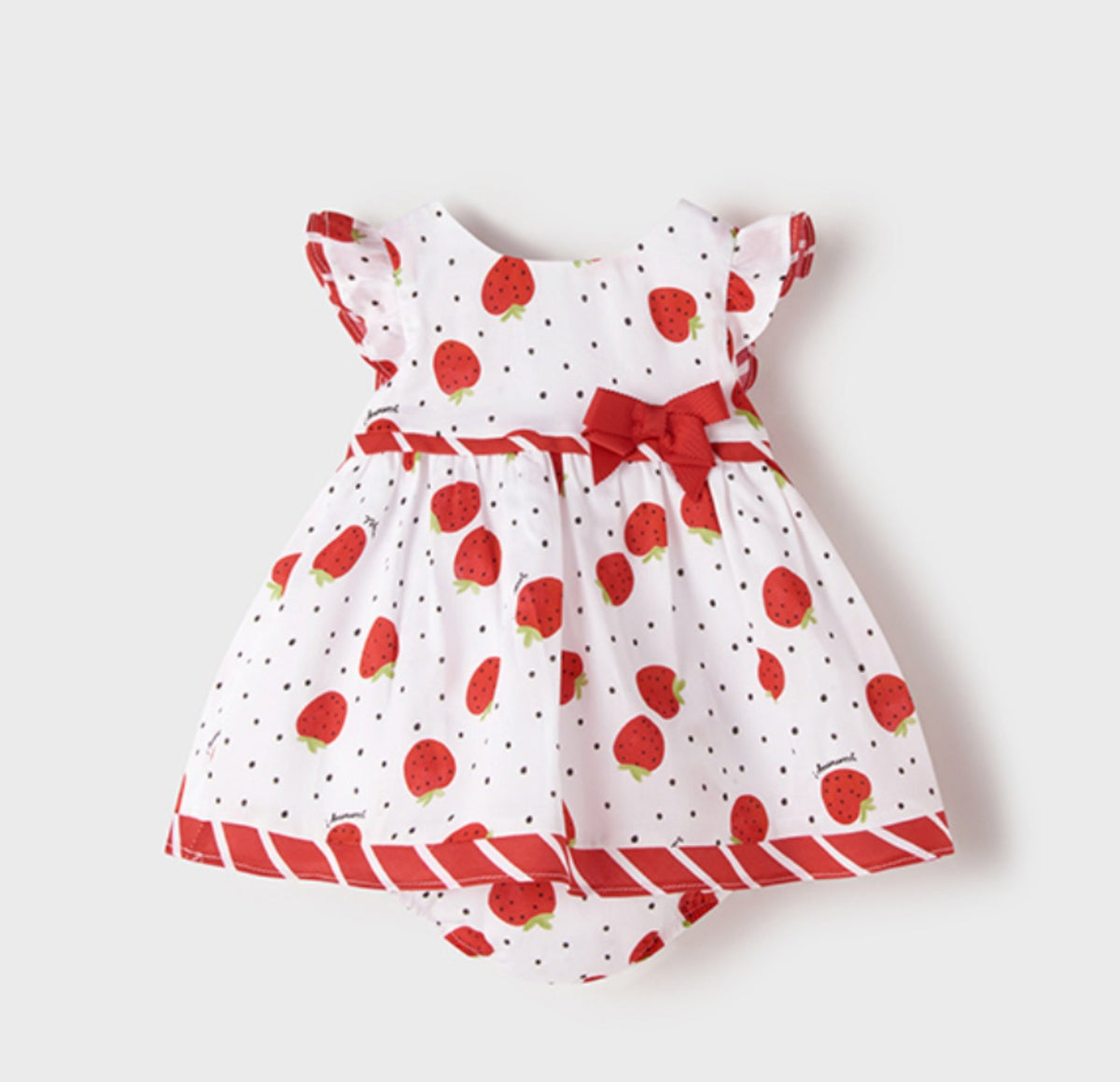 Mayoral Baby Girl White and Red Strawberry Dress Mayoral Baby Girl White and Red Strawberry Dress