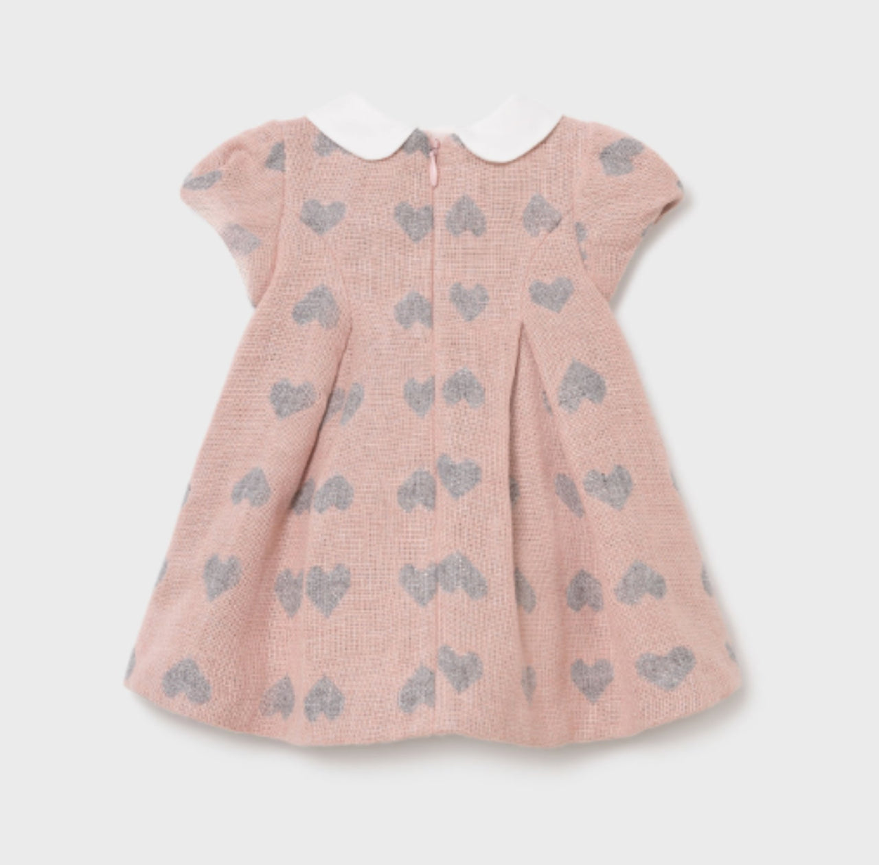 Mayoral Baby Girls Dusty Pink Jacquard Heart Dress | HONEYPIEKIDS 