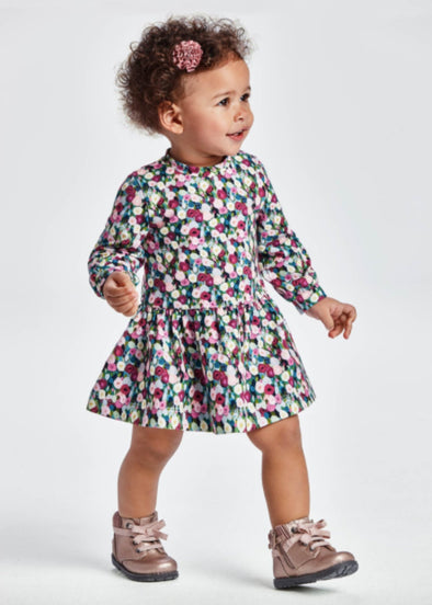 Mayoral Baby Girls Ecofriends Plum & Mauve Floral Dress | HONEYPIEKIDS | Kids Boutique Clothing