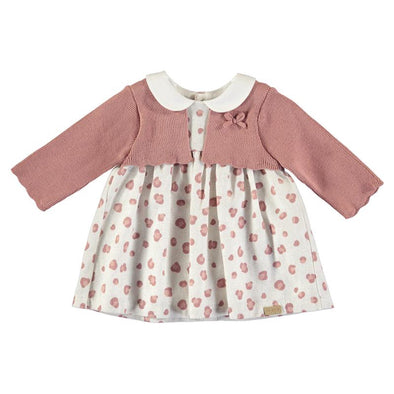 Mayoral Baby Girls Ecofriends Rose and Cream Cardigan Dress | HONEYPIEKIDS | Kids Boutique Clothing