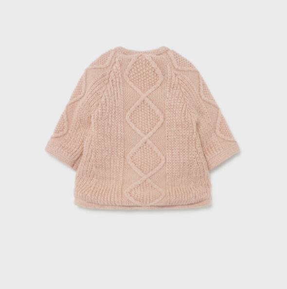 Mayoral Baby Girls Pink Woven Knit Heart Patch Coat with Matching Knit Hat | HONEYPIEKIDS | Kids Boutique Clothing