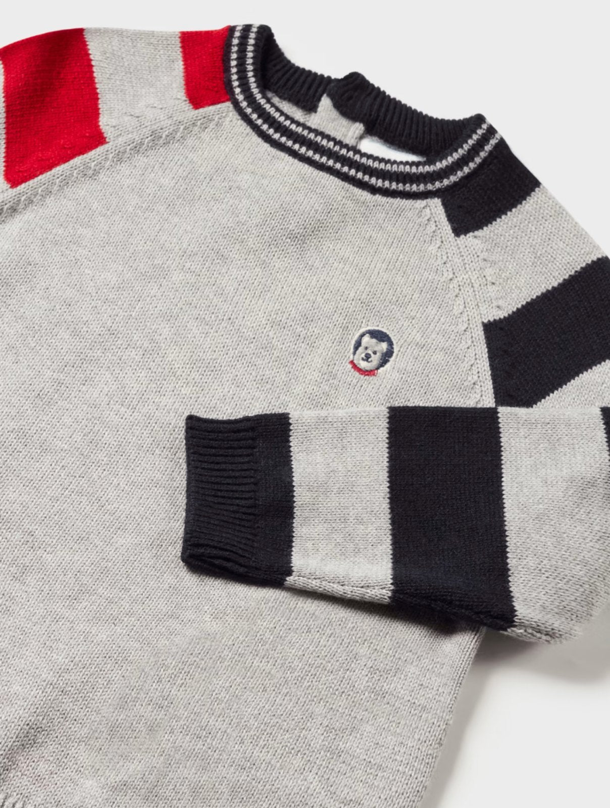 Mayoral Baby & Toddler Boys Grey Stripe Sleeve Sweater | HONEYPIEKIDS 