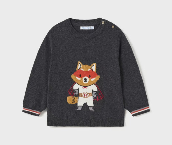 HONEYPIEKIDS | Mayoral Baby & Toddler Boys Intarsia Knit GREY Super Raccoon Sweater