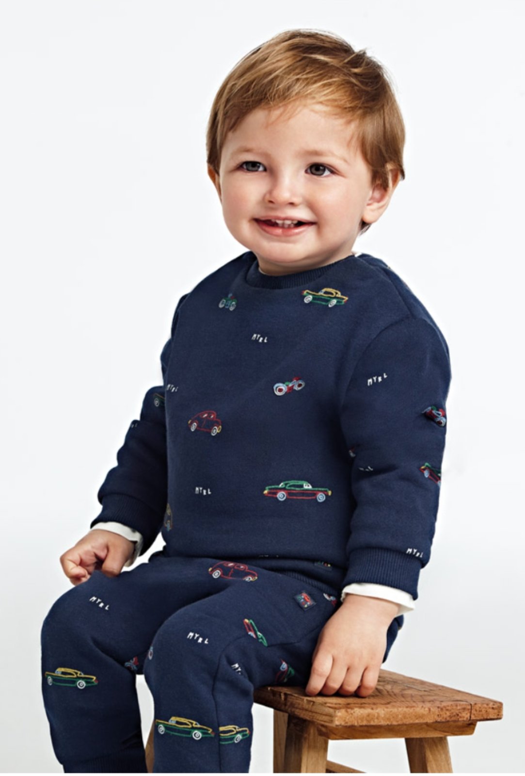 Mayoral Little Boys Navy CARS Sweatshirt & Pant Set | HONEYPIEKIDS