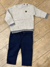 Mayoral Baby & Toddler Boys Oatmeal and Navy Sweater & Pants Set | HONEYPIEKIDS | Kids Boutique Clothing