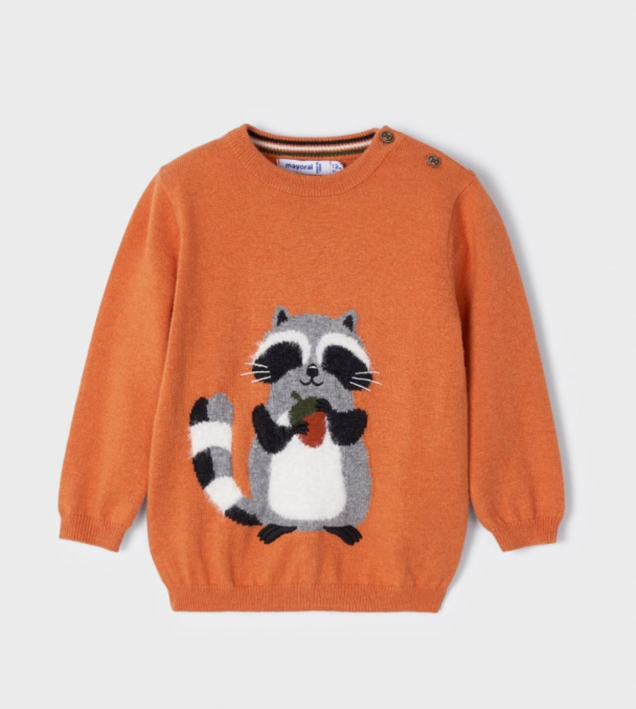 Mayoral Baby & Toddler Boys Orange Happy Raccoon Sweater | HONEYPIEKIDS 