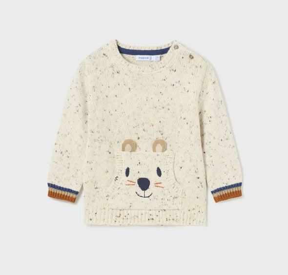 HONEYPIEKIDS | Mayoral Baby & Toddler Boys Speckled Bear Face Sweater