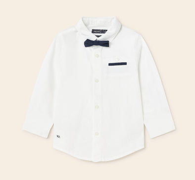 Mayoral Baby & Toddler Boys White Sustainable Cotton Bowtie Dress Shirt | HONEYPIEKIDS | Kids Boutique Clothing