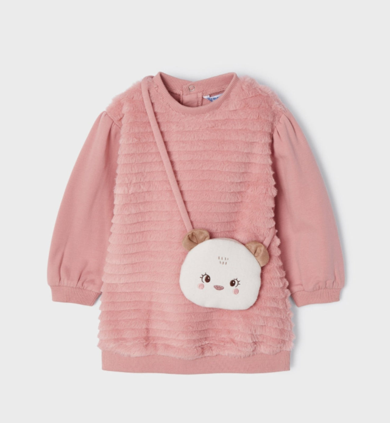 Mayoral Baby & Toddler Girls Blush Faux Fur Dress and Purse Set | HONEYPIEKIDS 