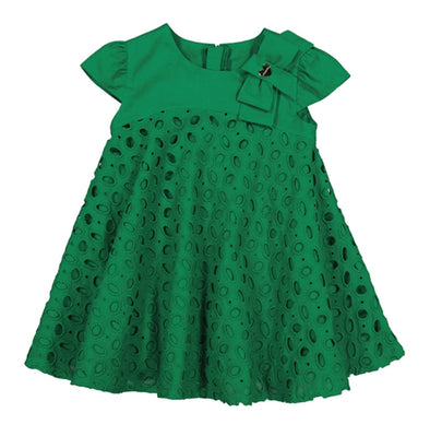 Mayoral Baby & Toddler Girls Emerald Green Eyelet Dress | HONEYPIEKIDS | Kids Boutique Clothing