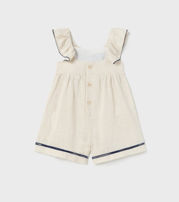 Mayoral Baby & Toddler Girls Linen and Navy Bow Summer Romper | HONEYPIEKIDS | Kids Boutique Clothing