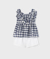 Mayoral Baby & Toddler Girls Navy and White Checked Top & Shorts Set | HONEYPIEKIDS | Kids Boutique Clothing