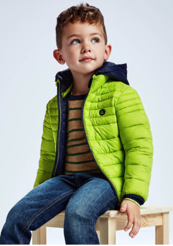 Mayoral Youth Boys Lightweight Down Jacket In Neon Lime Green | HONEYPIEKIDS | Kids Boutique Clothing