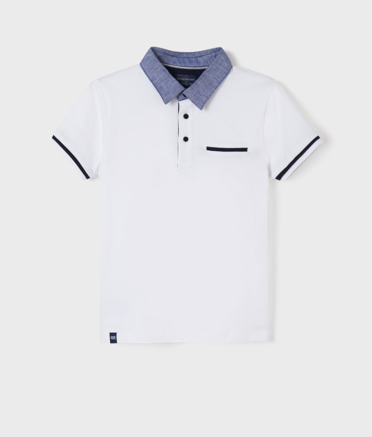 Mayoral Boys Nukutavake White & Blue S/S Polo Shirt | HONEYPIEKIDS 