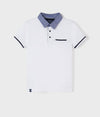 Mayoral Boys Nukutavake White & Blue S/S Polo Shirt | HONEYPIEKIDS | Kids Boutique Clothing
