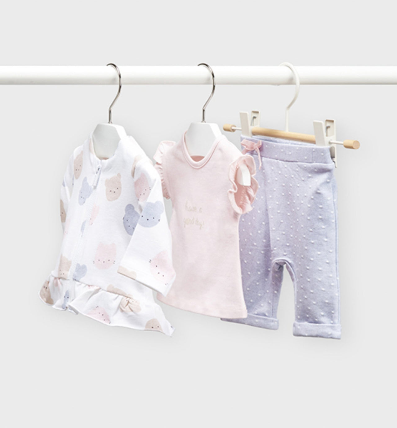 Mayoral Baby Girl Ecofriends 3 Piece Pink & Grey Tracksuit | HONEYPIEKIDS 