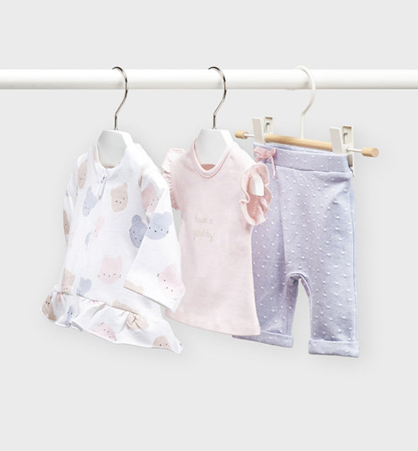 Mayoral Baby Girl Ecofriends 3 Piece Pink & Grey Tracksuit | HONEYPIEKIDS | Kids Boutique Clothing