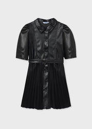 Mayoral Girls Black Leatherette Dress | HONEYPIEKIDS 