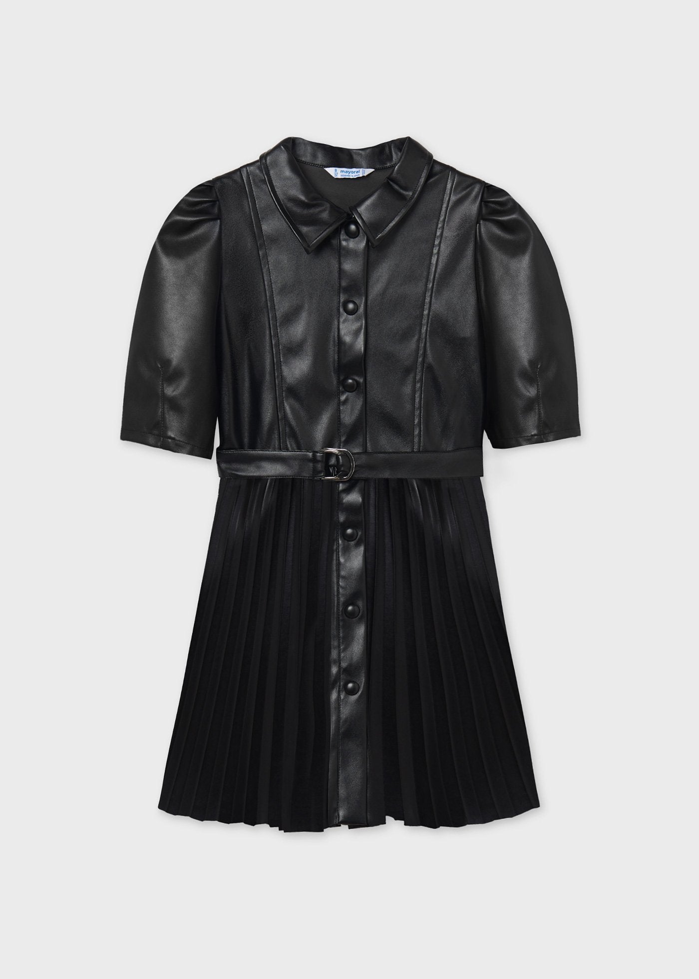 Mayoral Girls Black Leatherette Dress | HONEYPIEKIDS 