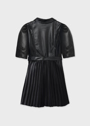Mayoral Girls Black Leatherette Dress | HONEYPIEKIDS 