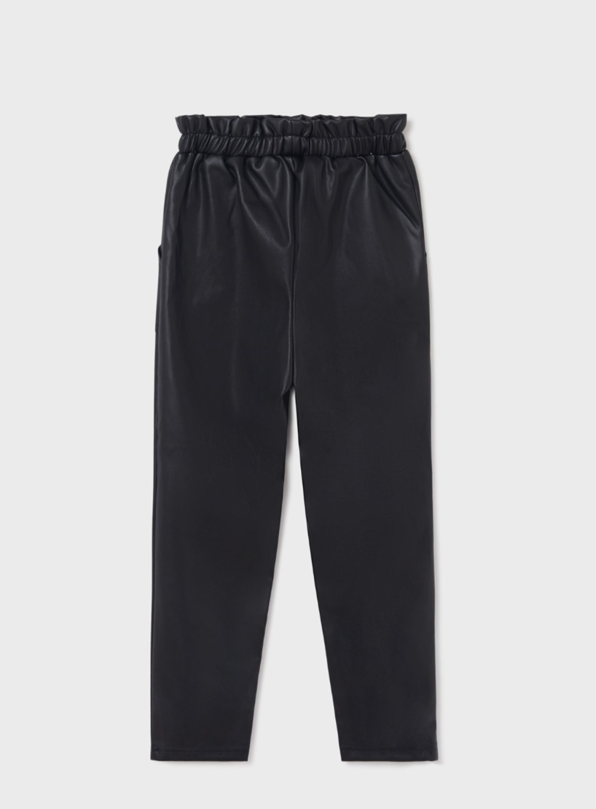 Mayoral Girls Black Leatherette Paper Bag Waist Pants | HONEYPIEKIDS 