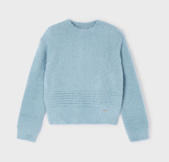 HONEYPIEKIDS | Mayoral Girls Blue Faux Fur Knit Sweater