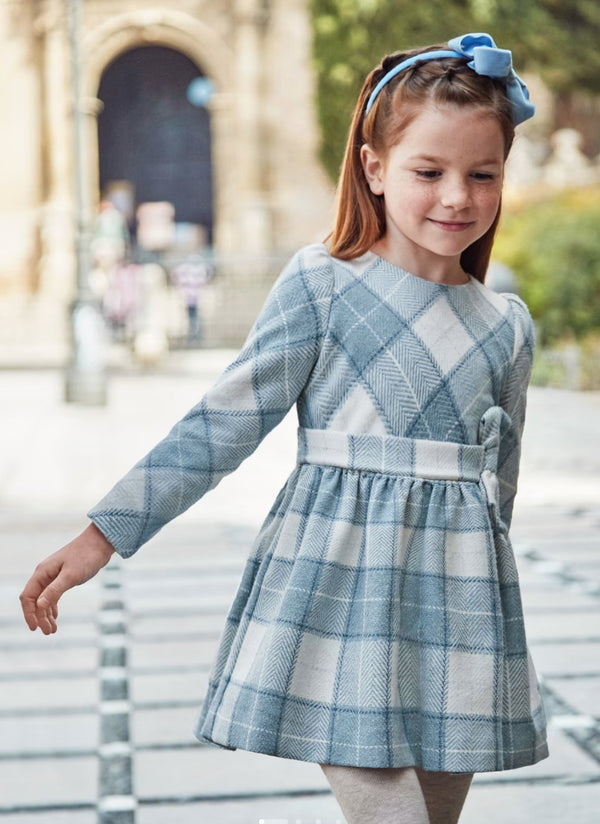 Mayoral Girls Bluebell Plaid Bow Dress HONEYPIEKIDS