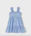 Mayoral Girls Capri Blue Striped Bow Dress | HONEYPIEKIDS | Kids Boutique Clothing
